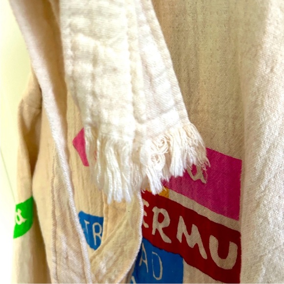 Colorful Caribbean Signpost Kimono Robe Cotton Natural Sash Belt Loops Handmade - Picture 11 of 14